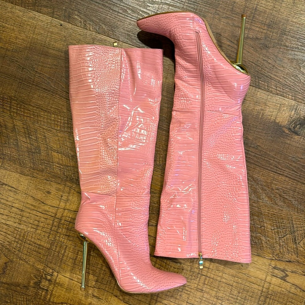 Pink and gold high heel EGO boots